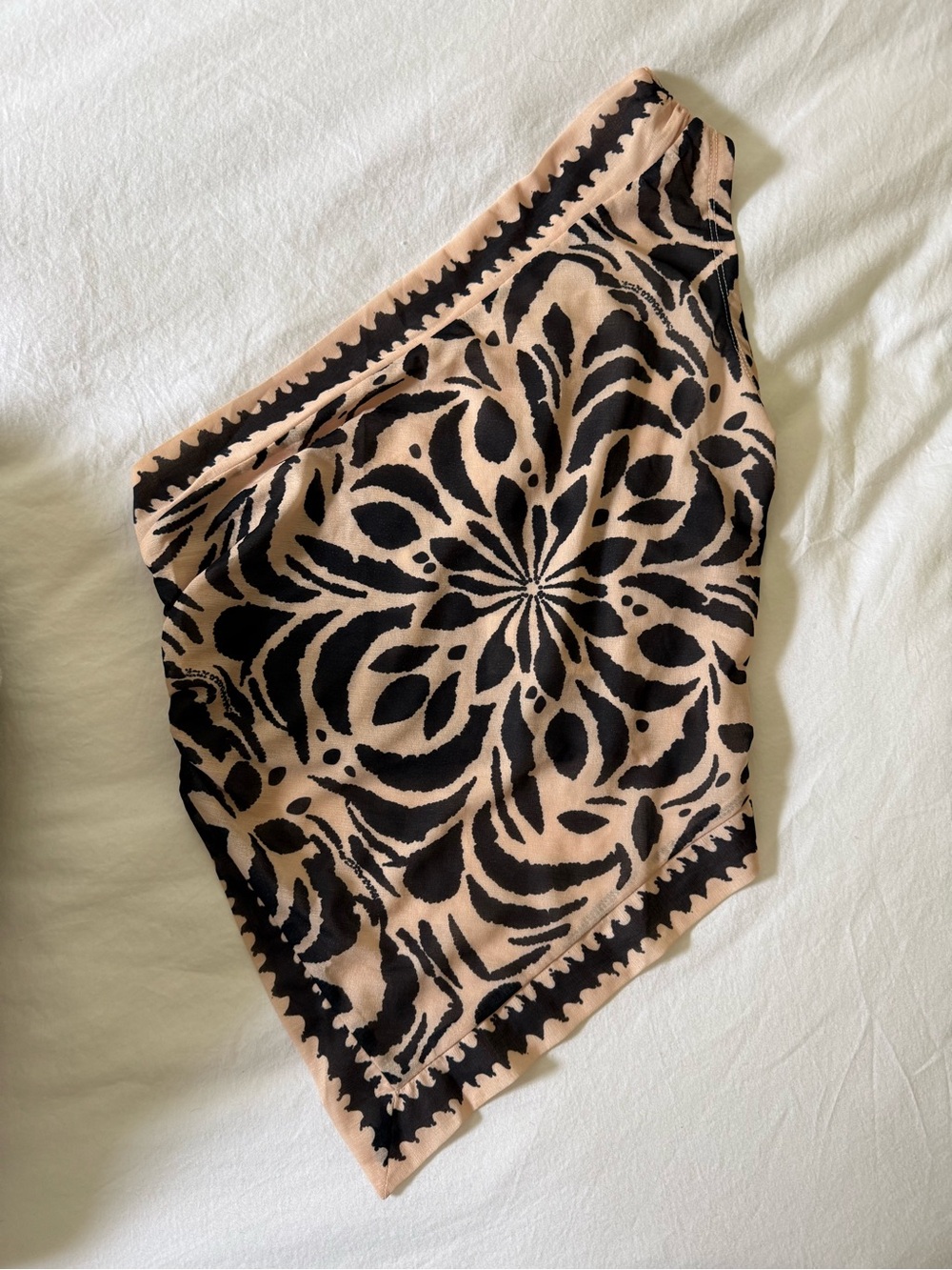 Free People Asymmetrical Floral Bandana Skirt in Beige and Black